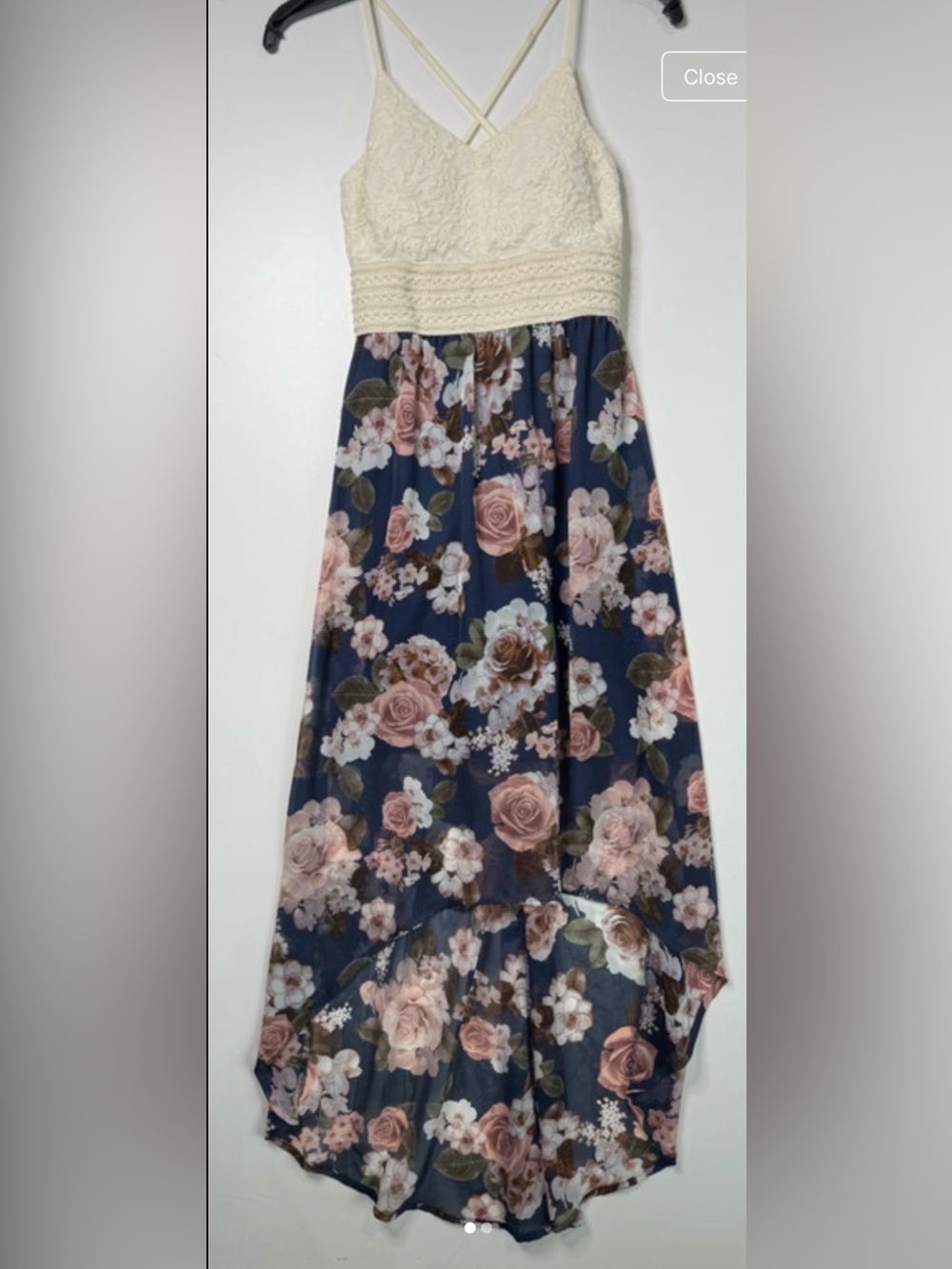 Floral Navy High-Low Maxi Skirt - Women